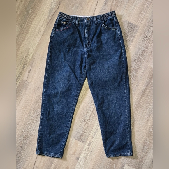 Vtg Lee Jeans High Waist Women's Size 12P 'Mom' Style Dark Blue 1980s - Picture 1 of 14